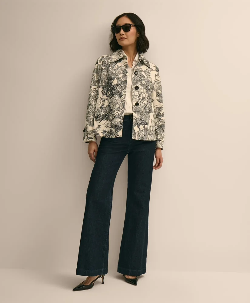 Relaxed Cotton Twill Floral Jacket - 1