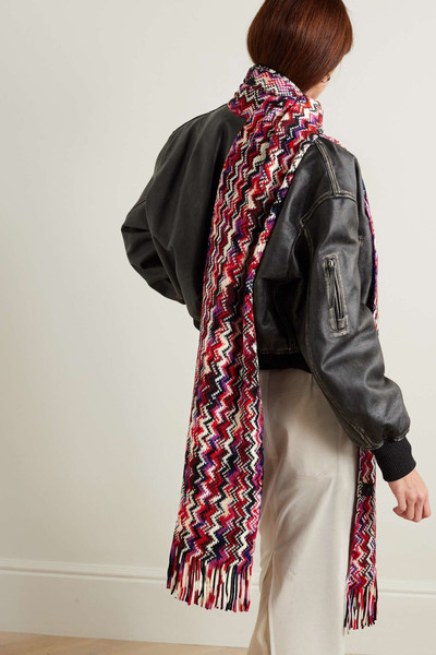 Missoni Fringed striped crochet-knit wool scarf outlook