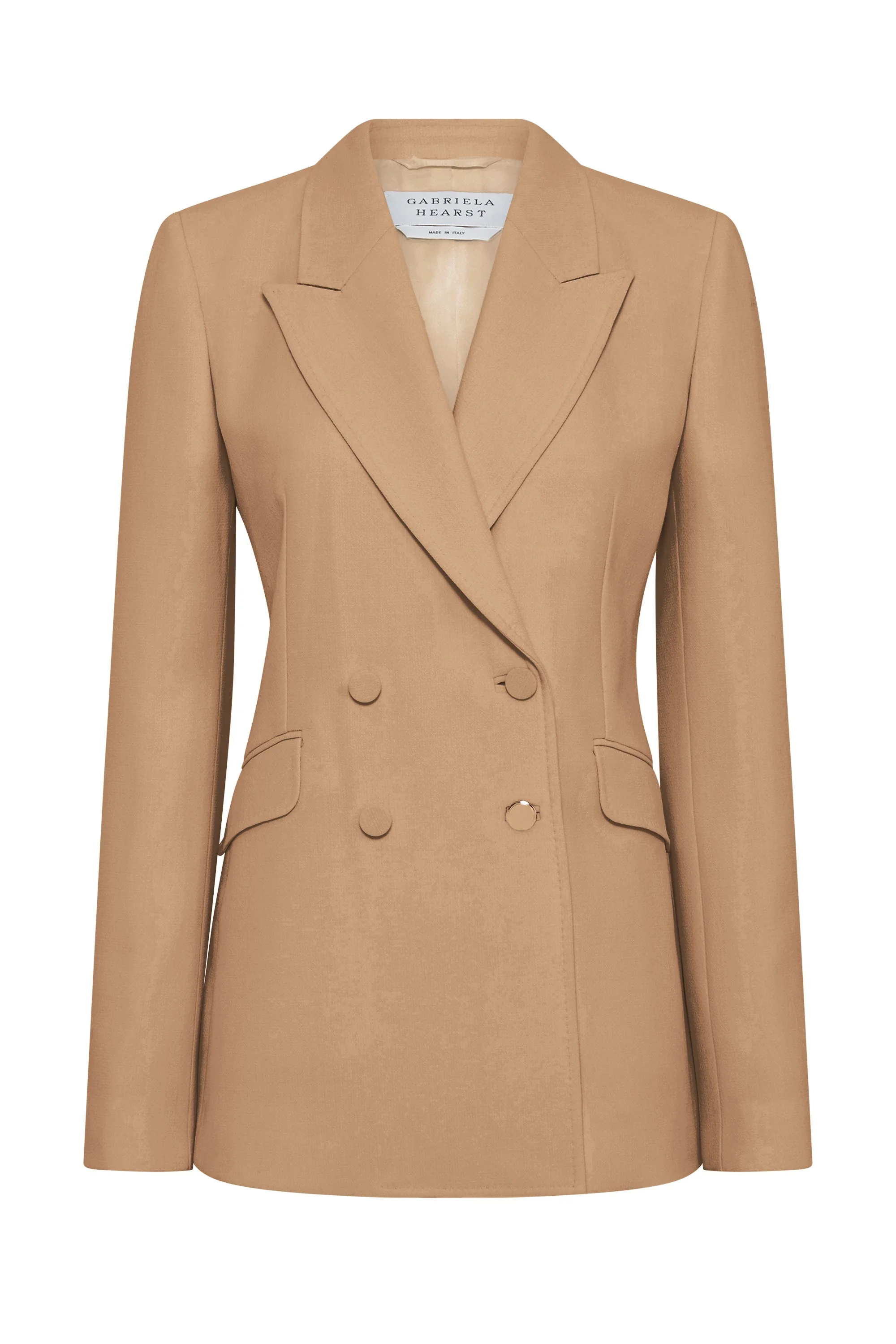 Stephanie Blazer in Camel Virgin Wool Crepe - 1