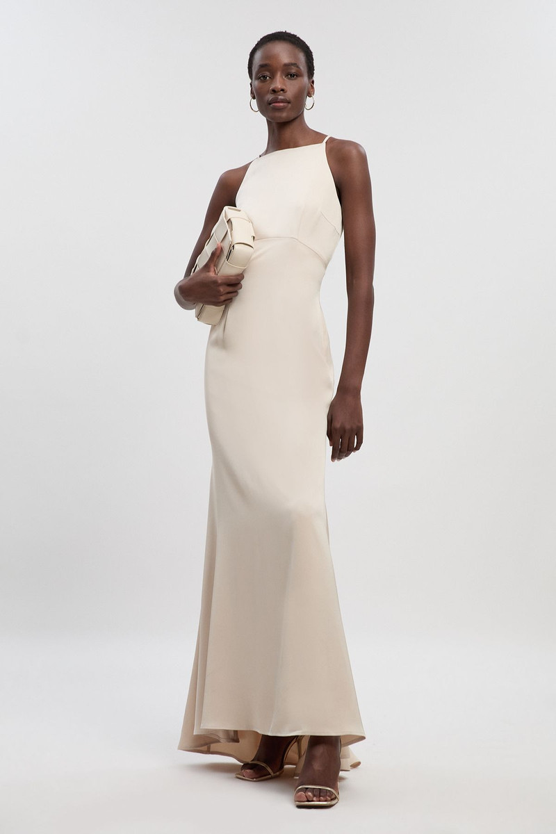 Satin Back Crepe Column Woven Maxi Dress 1