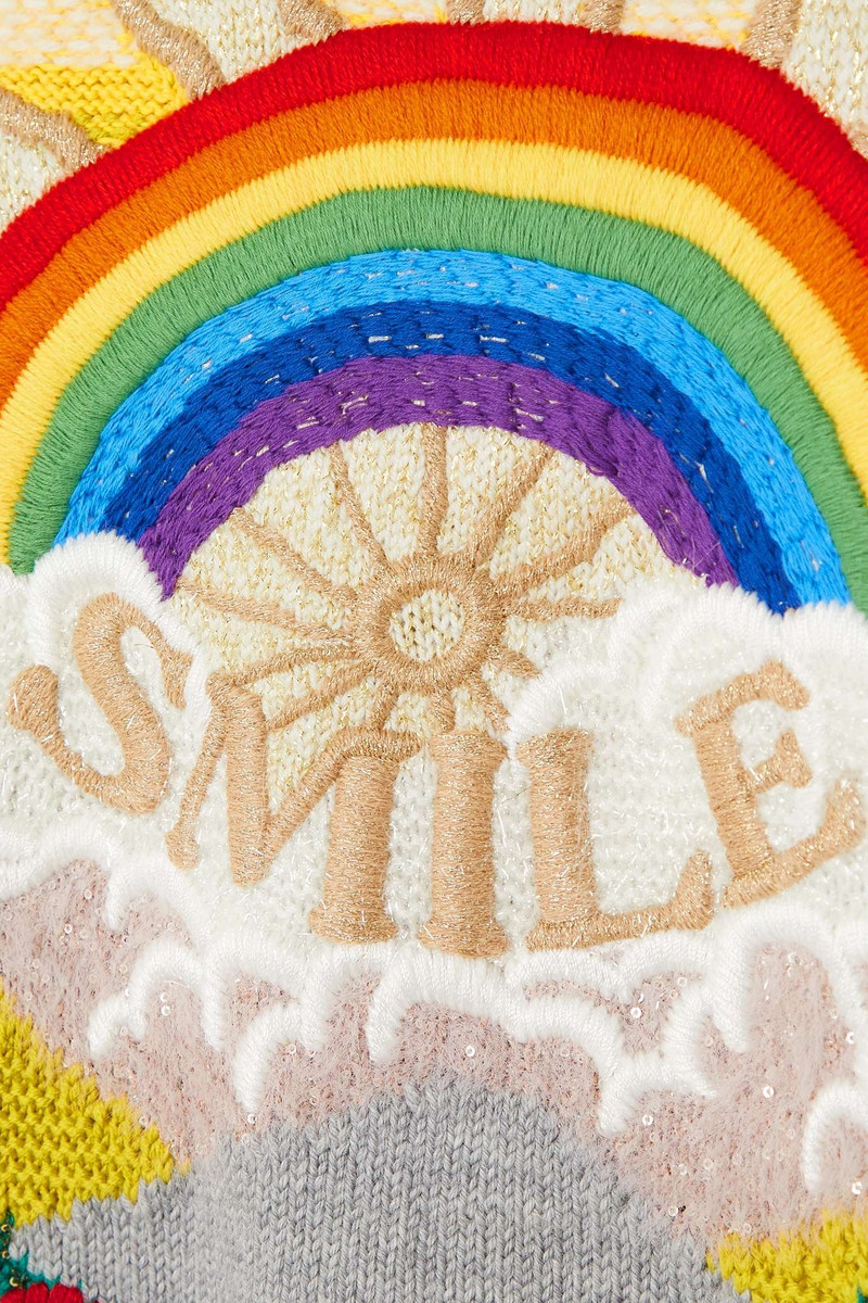 Festive Smile embroidered intarsia wool-blend sweater 5