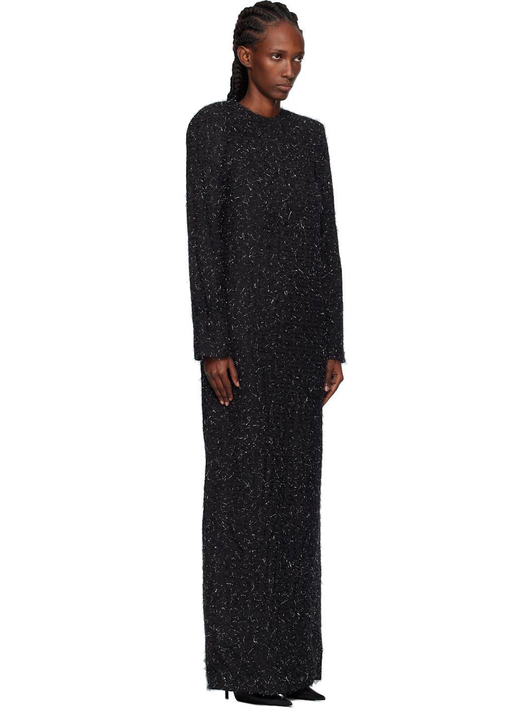 Black Metallic Thread Maxi Dress - 2