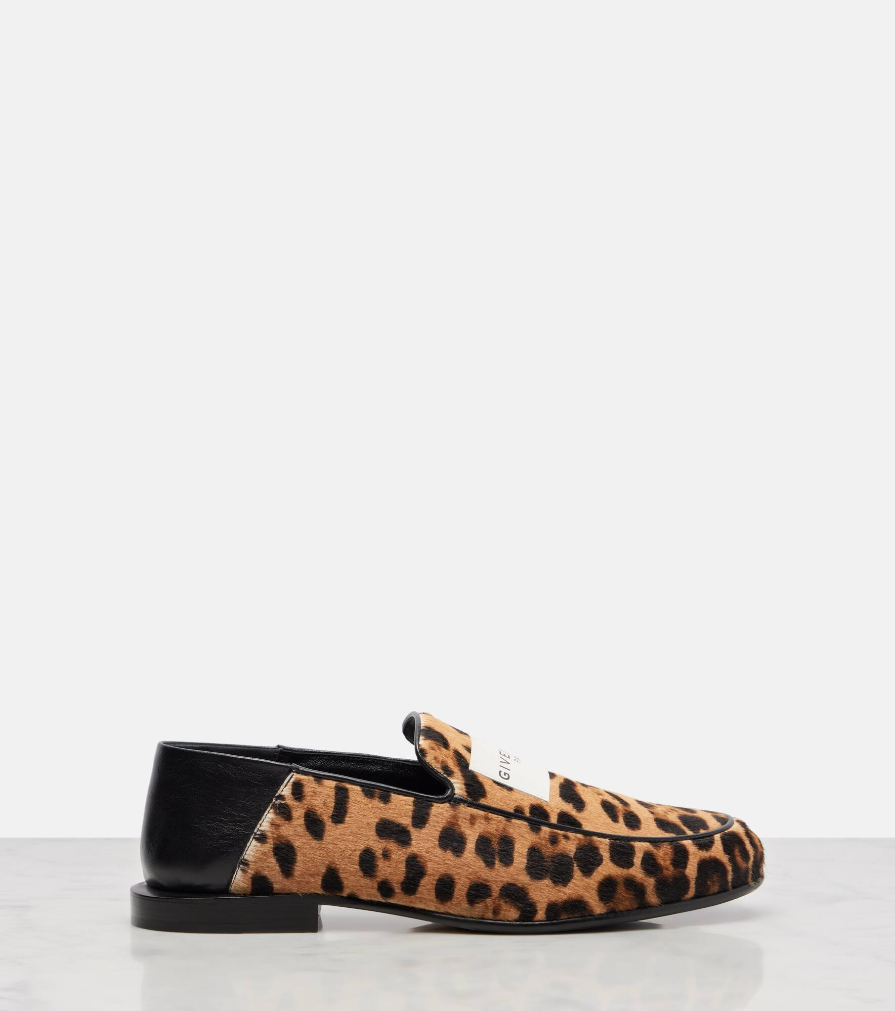 Label leopard-print calf hair loafers - 4
