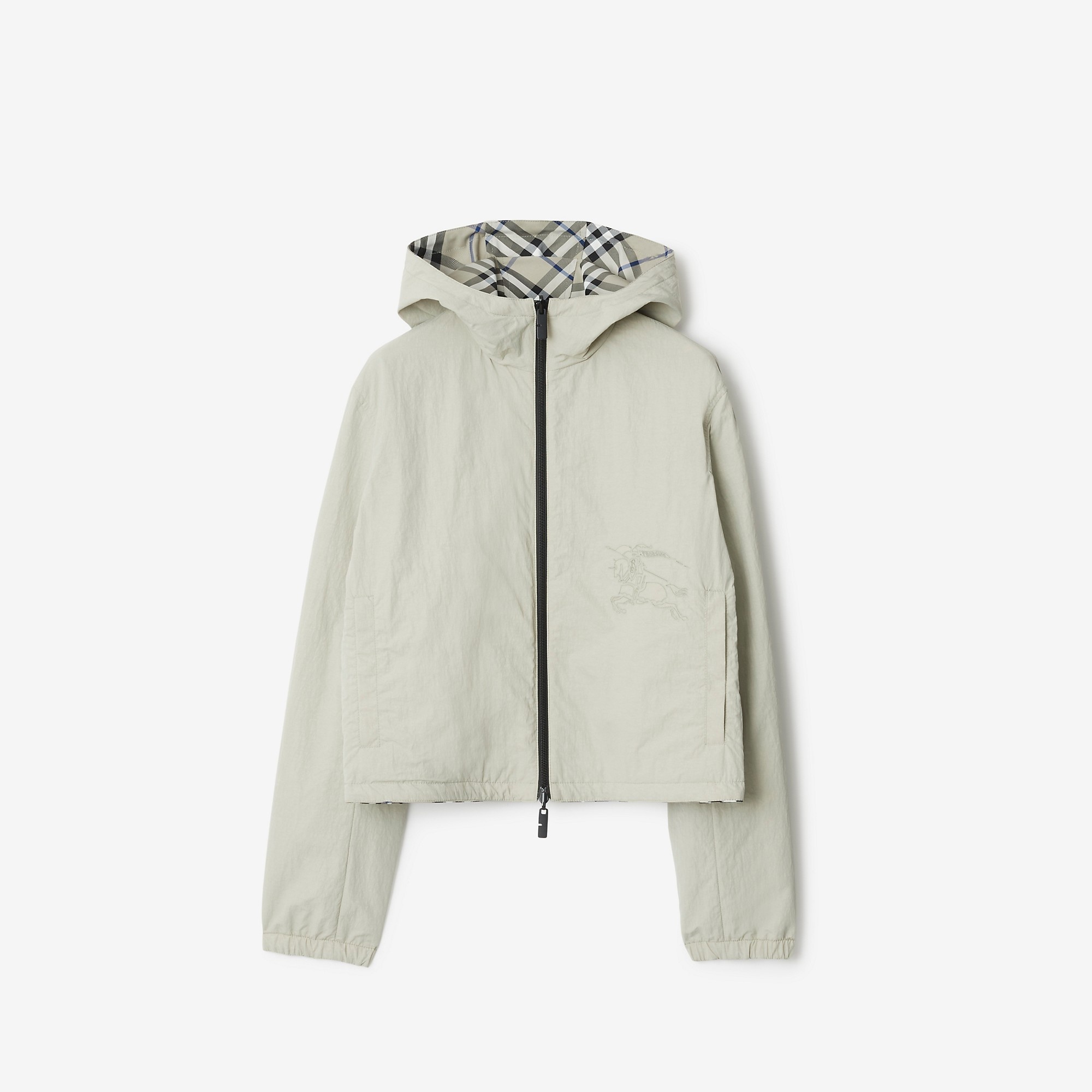 Cropped Reversible Check Jacket - 7