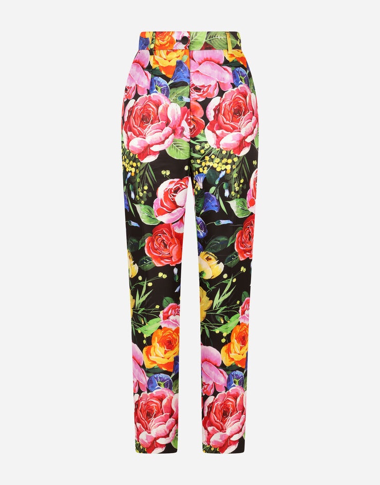 Bouquet-print Mikado pants - 3