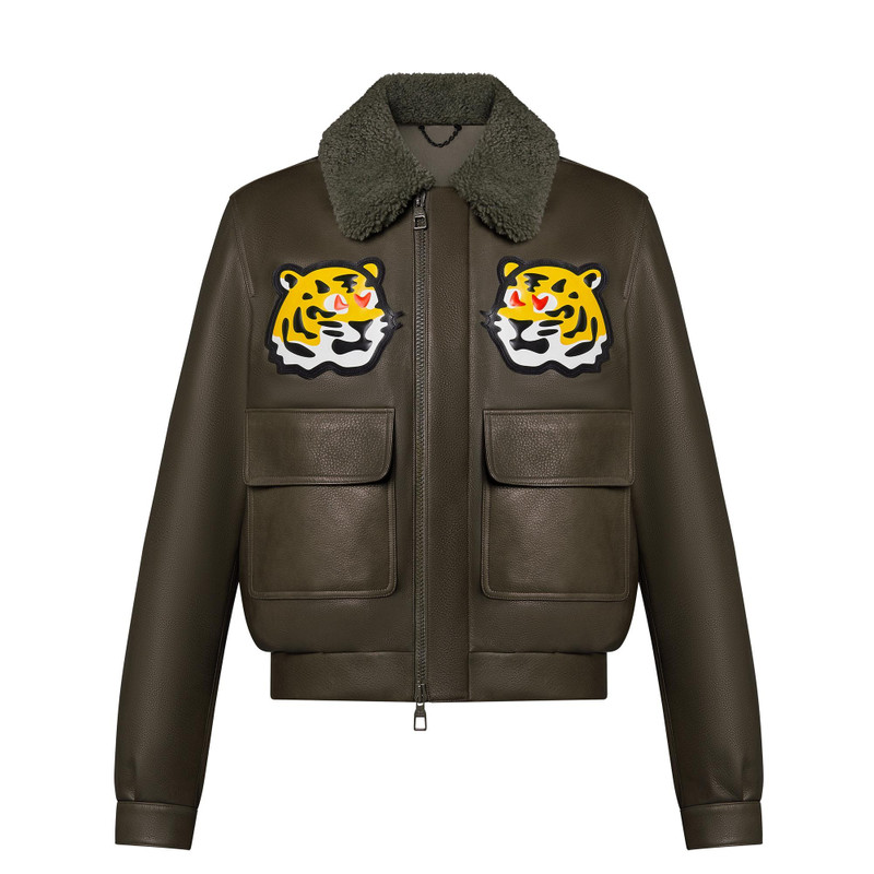 Leather Blouson With Tiger Patches - 1