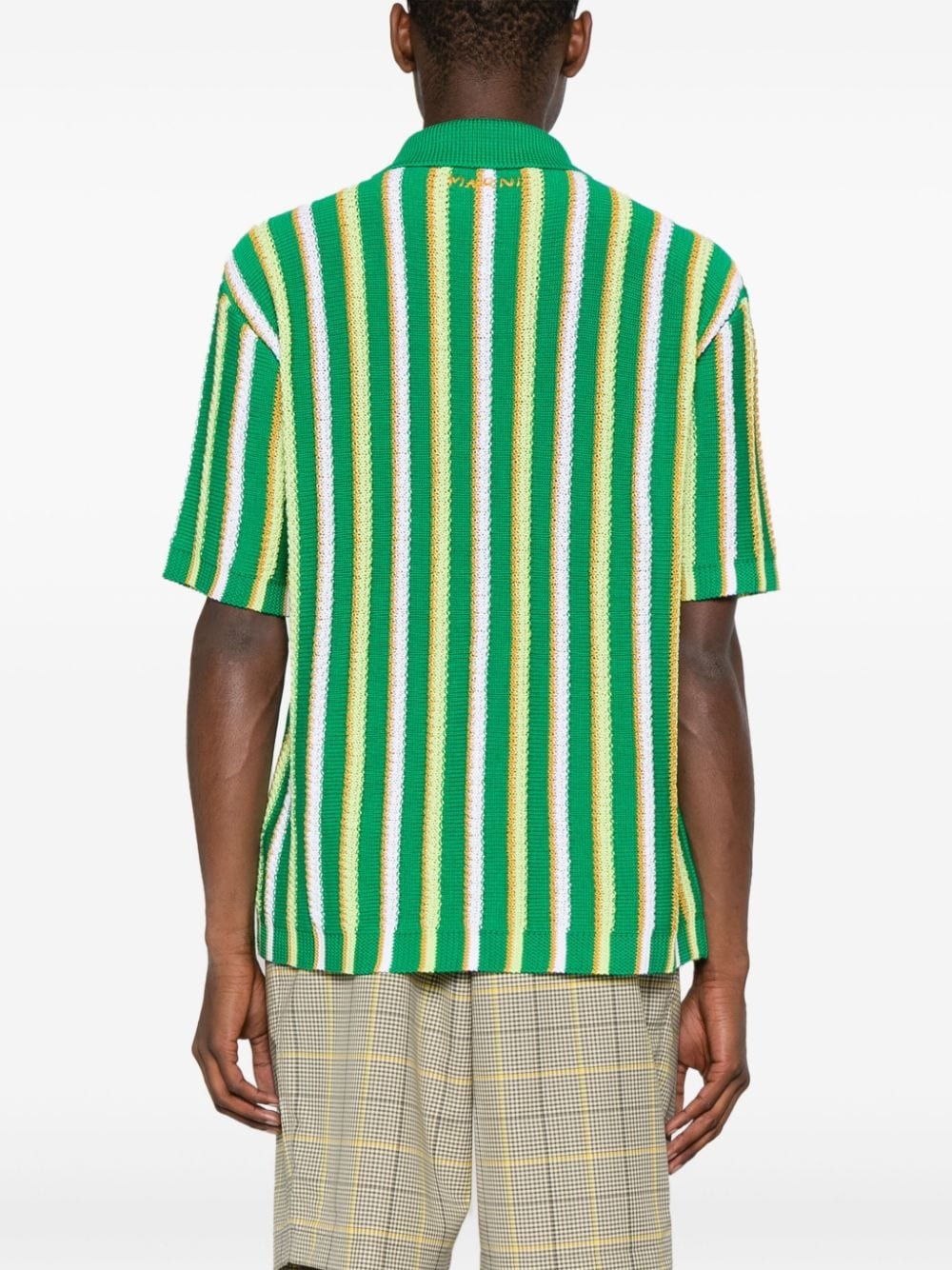 striped crochet polo shirt - 4