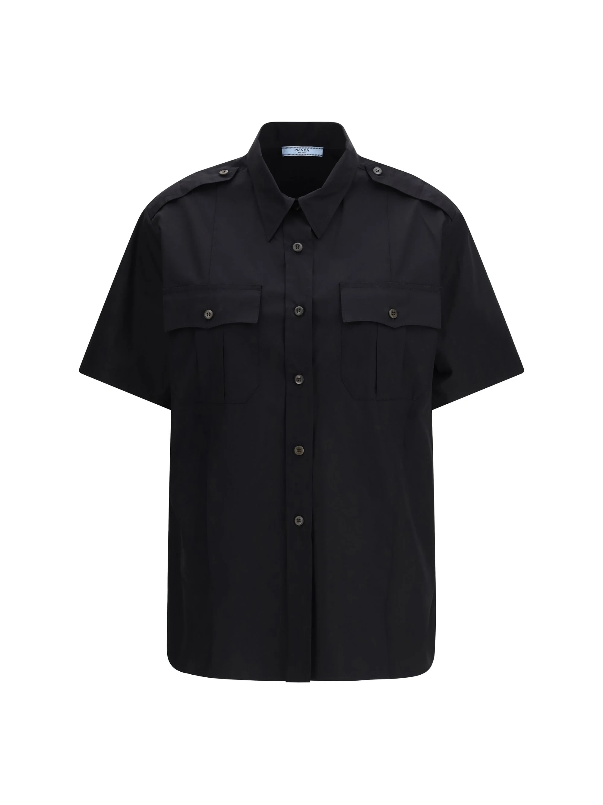Prada Short-sleeve Poplin Shirt Black Women - 1