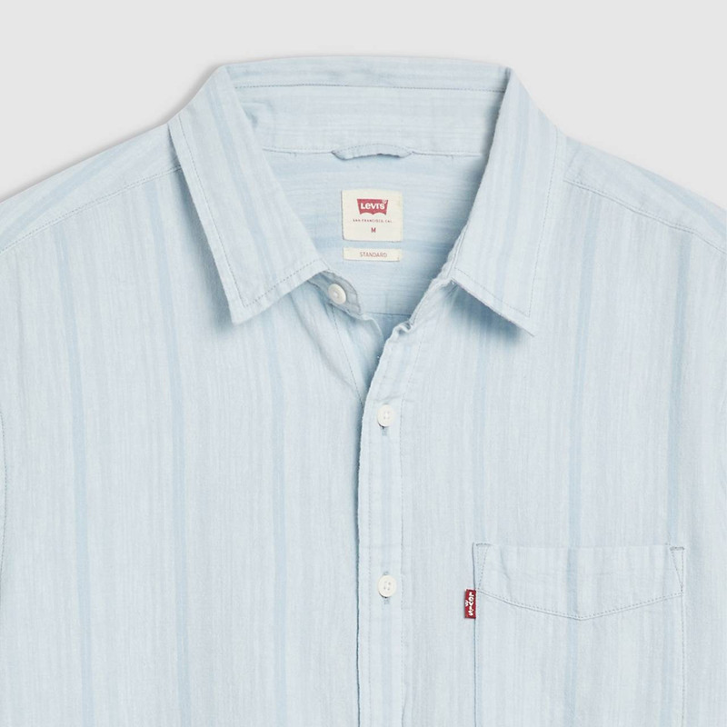 SHORT SLEEVE SUNSET COTTON LINEN ONE POCKET SHIRT 7