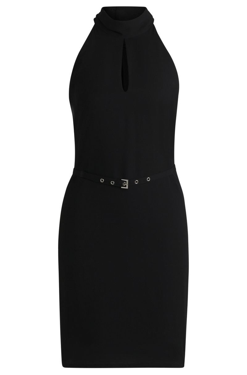 SLEEVELESS DRESS WITH STAND COLLAR AND CUT-OUT DETAIL 1
