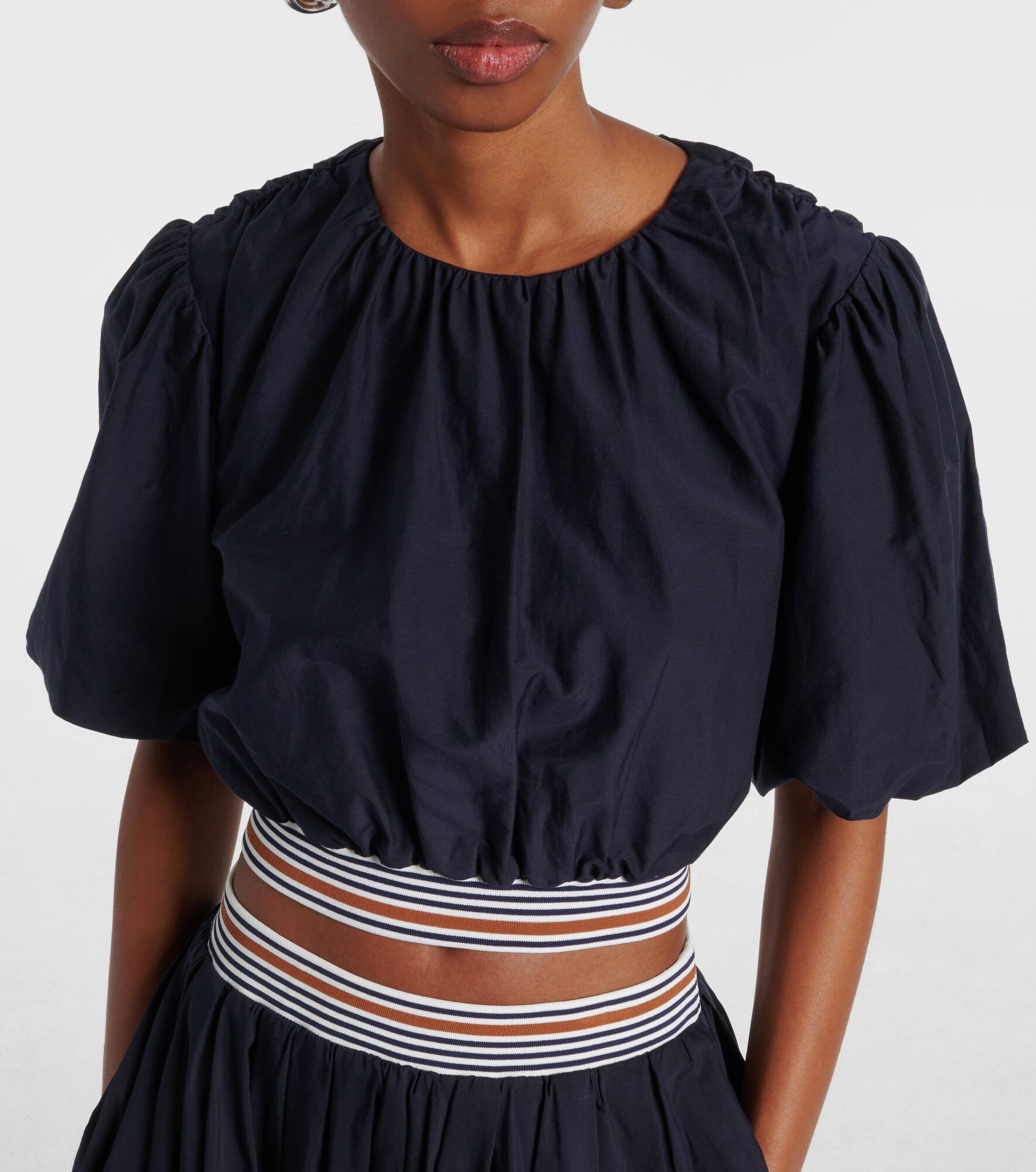 Gabriela cotton and silk crop top - 4