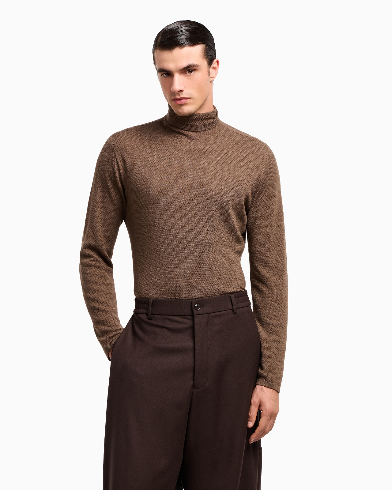 VIRGIN WOOL, SILK AND CASHMERE MOCK-NECK JUMPER - 4