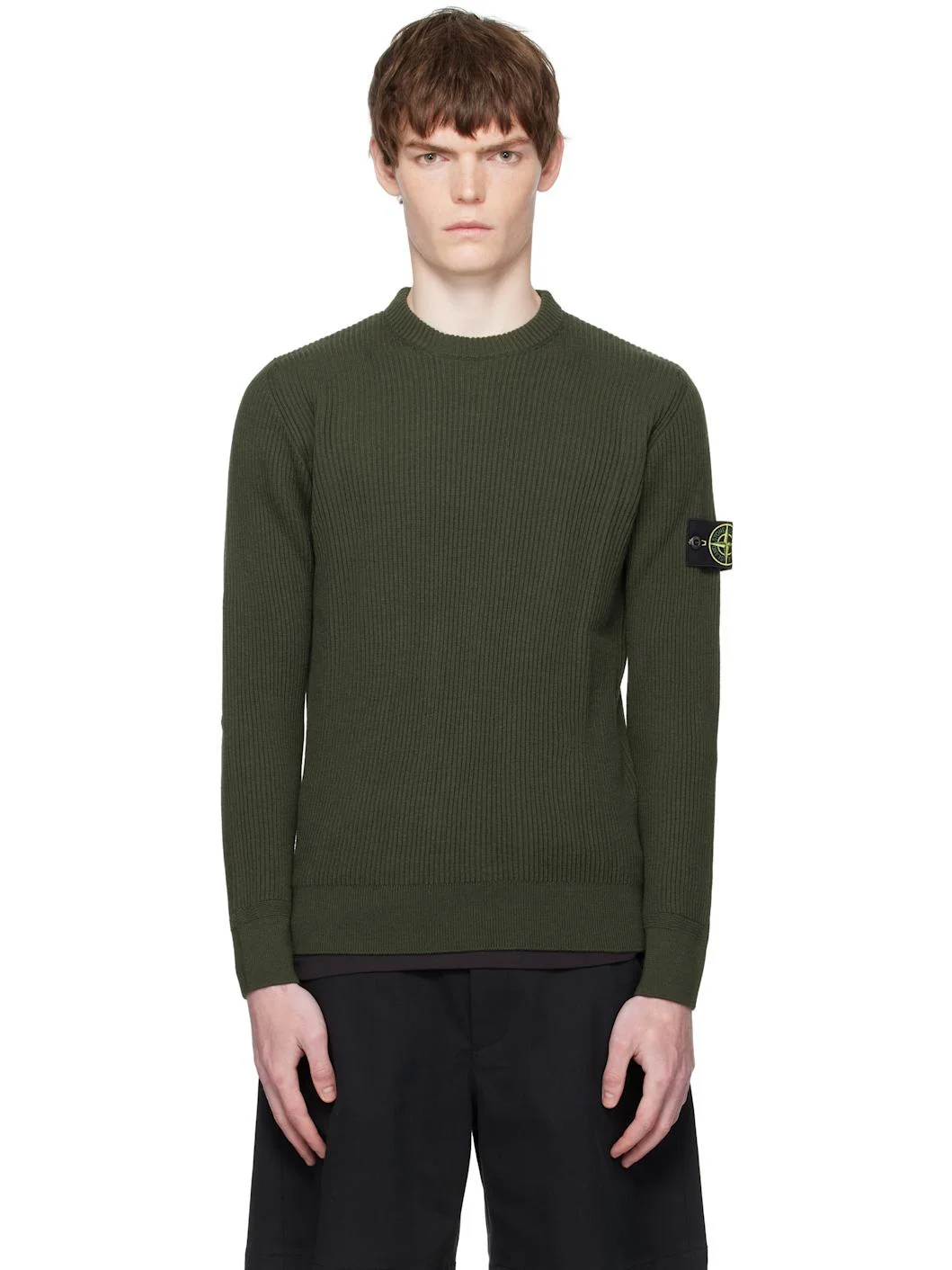 Khaki 5100053 Full Rib RWS Wool Sweater - 1