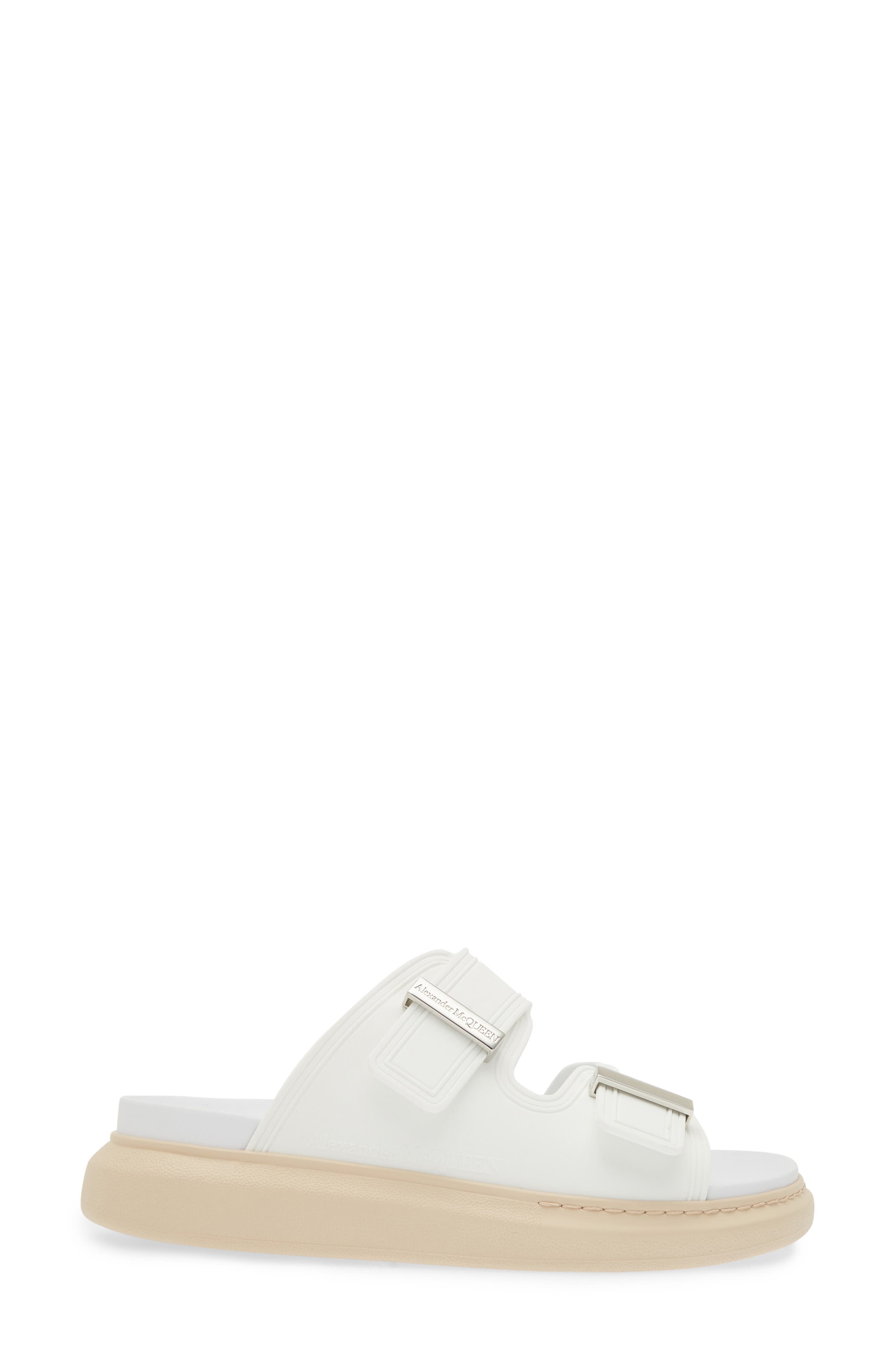 McQueen Oversize Slide Sandal in Ivory/Oat/Silver at Nordstrom - 3