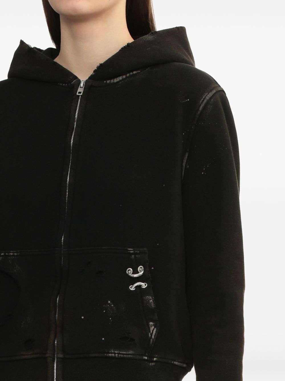 ripped-detailing hoodie - 5