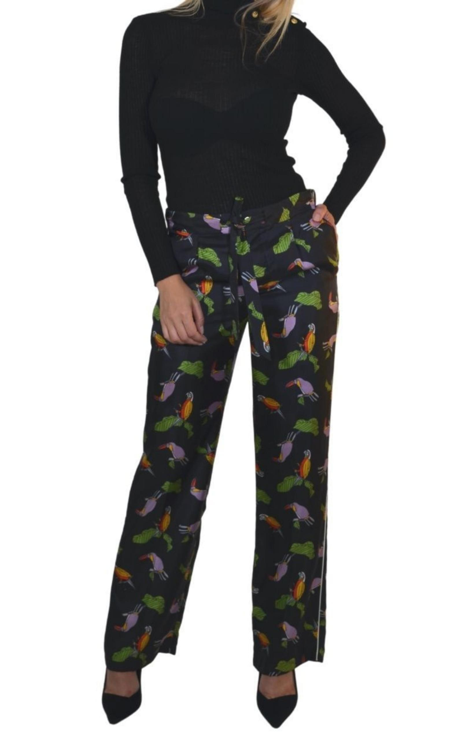 Toucan Print Pyjama Silk Pants - 2