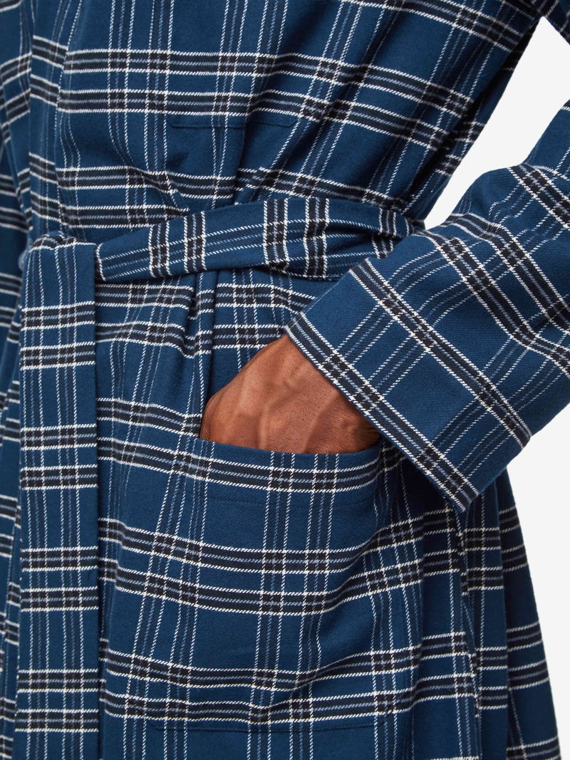 Men's Lounge Gown Kelburn 30 Brushed Cotton Navy - 6