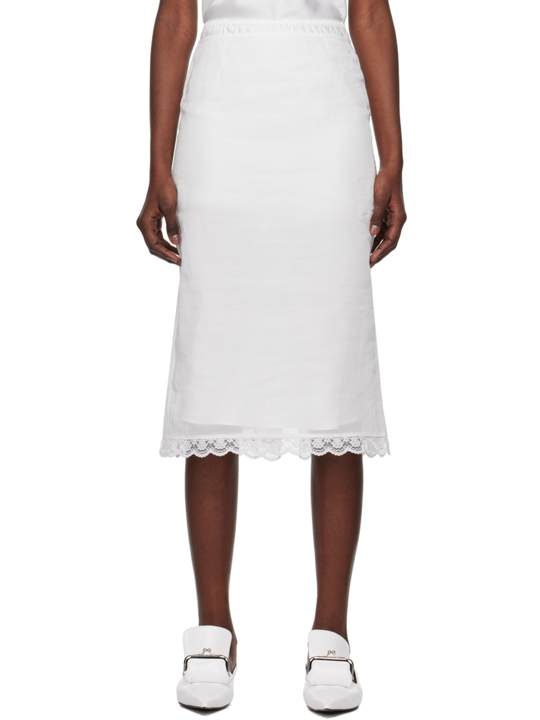 White Sheer Midi Skirt - 1
