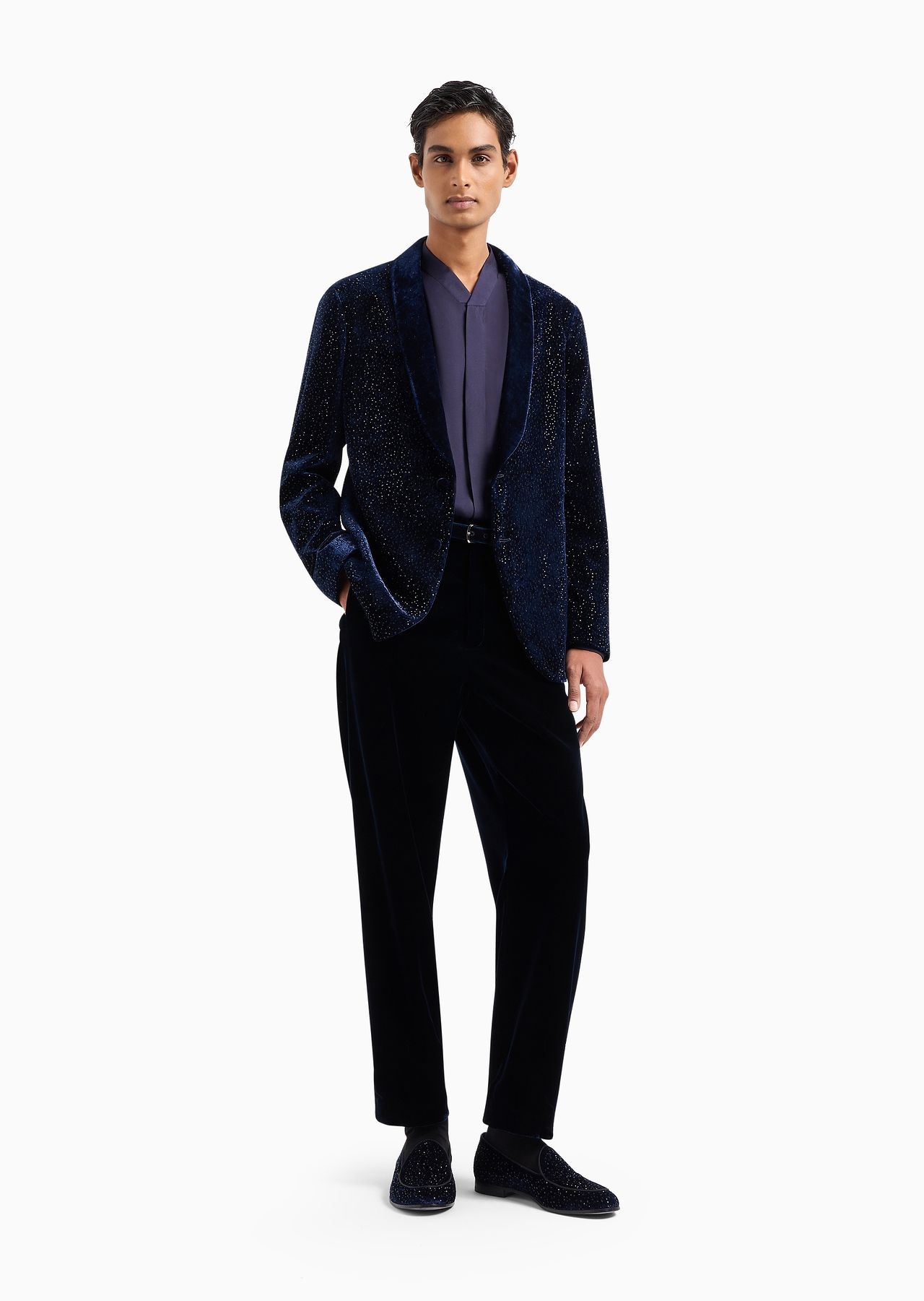 Giorgio’s velvet and crystals single-breasted tuxedo jacket - 4