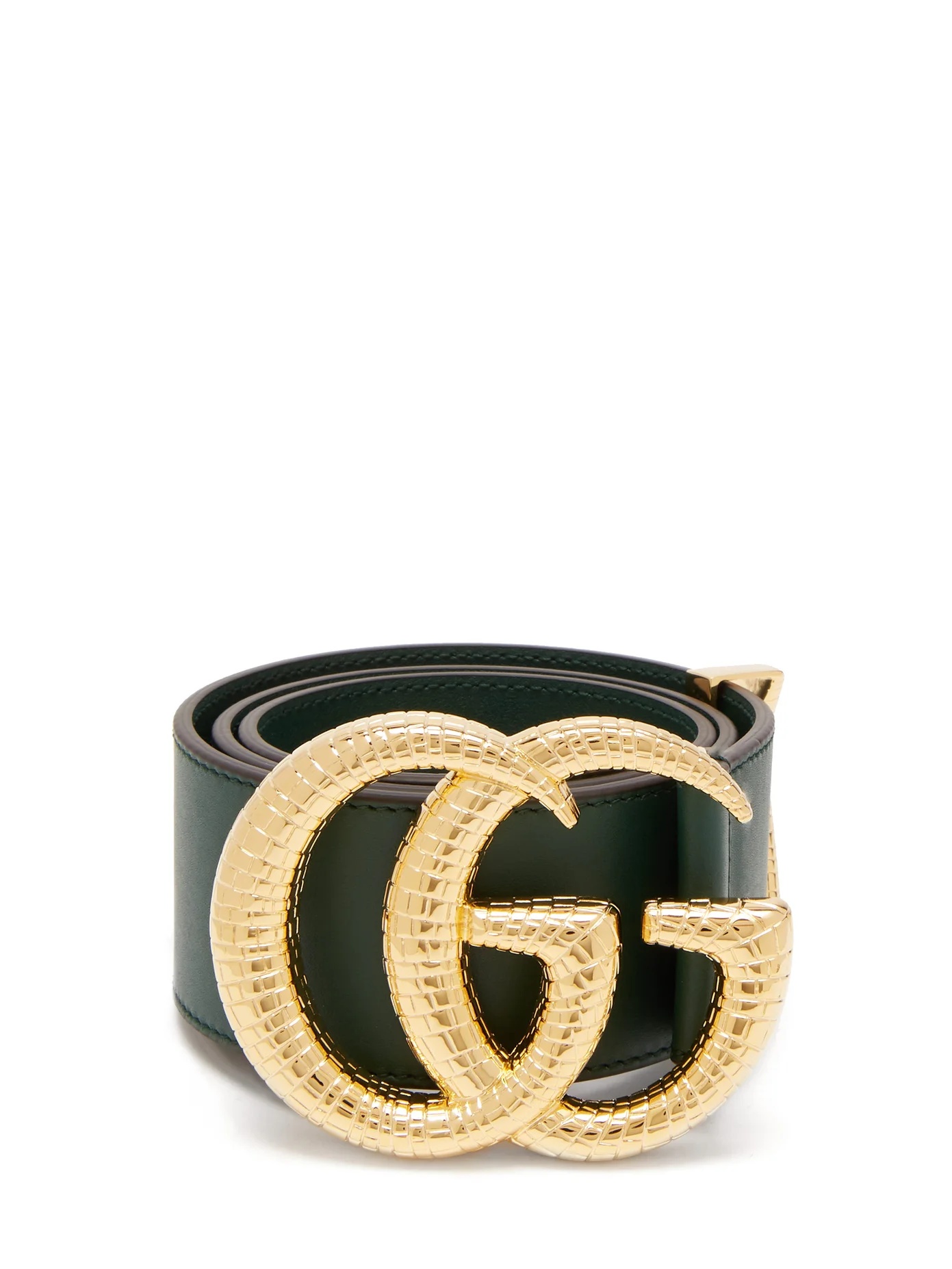 GG snakeskin-effect logo wide leather belt - 1