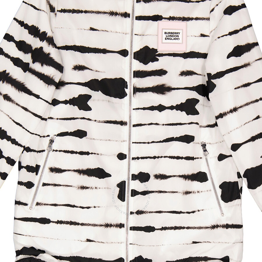 Burberry Ladies Black/White Watercolour Print Econyl Hooded Parka - 7
