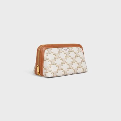 CELINE Cosmetic Pouch in Triomphe Canvas and lambskin outlook