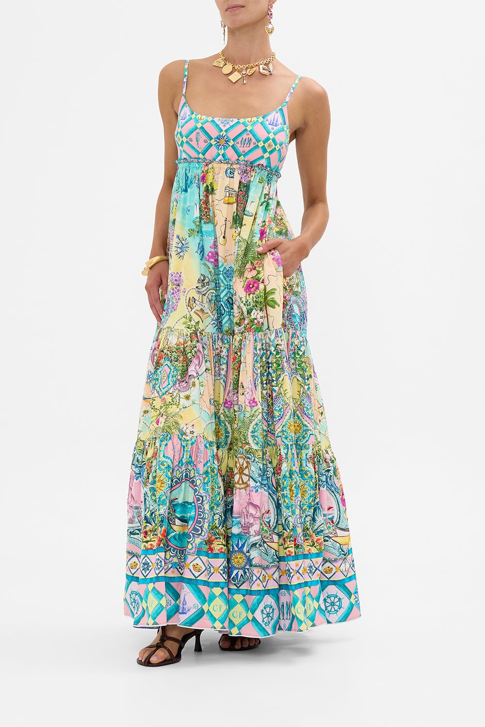 LONG DRESS WITH JERSEY BODICE - 4