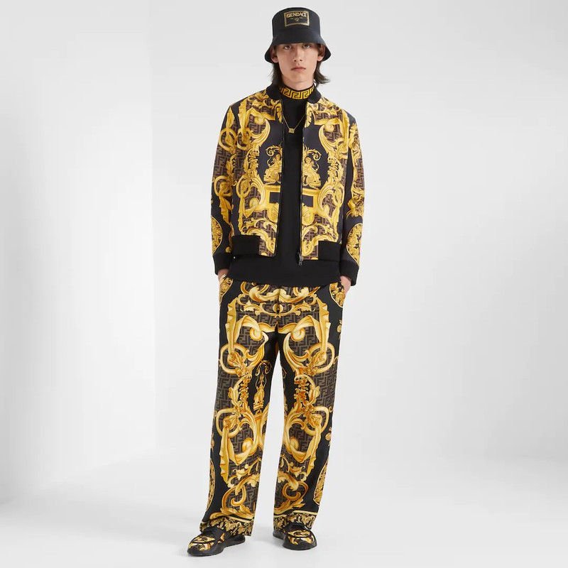 FENDI Fendace multicolor silk pants outlook