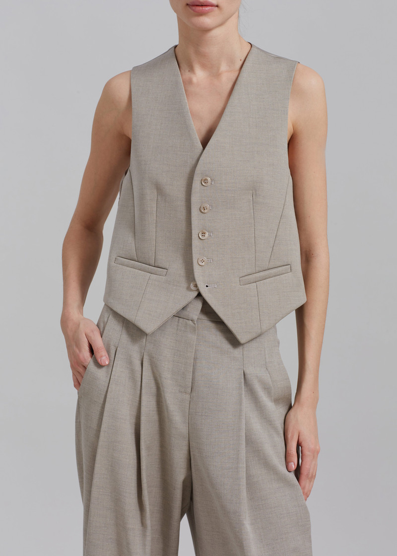 The Frankie Shop Gelso Waistcoat - Light Taupe Melange outlook