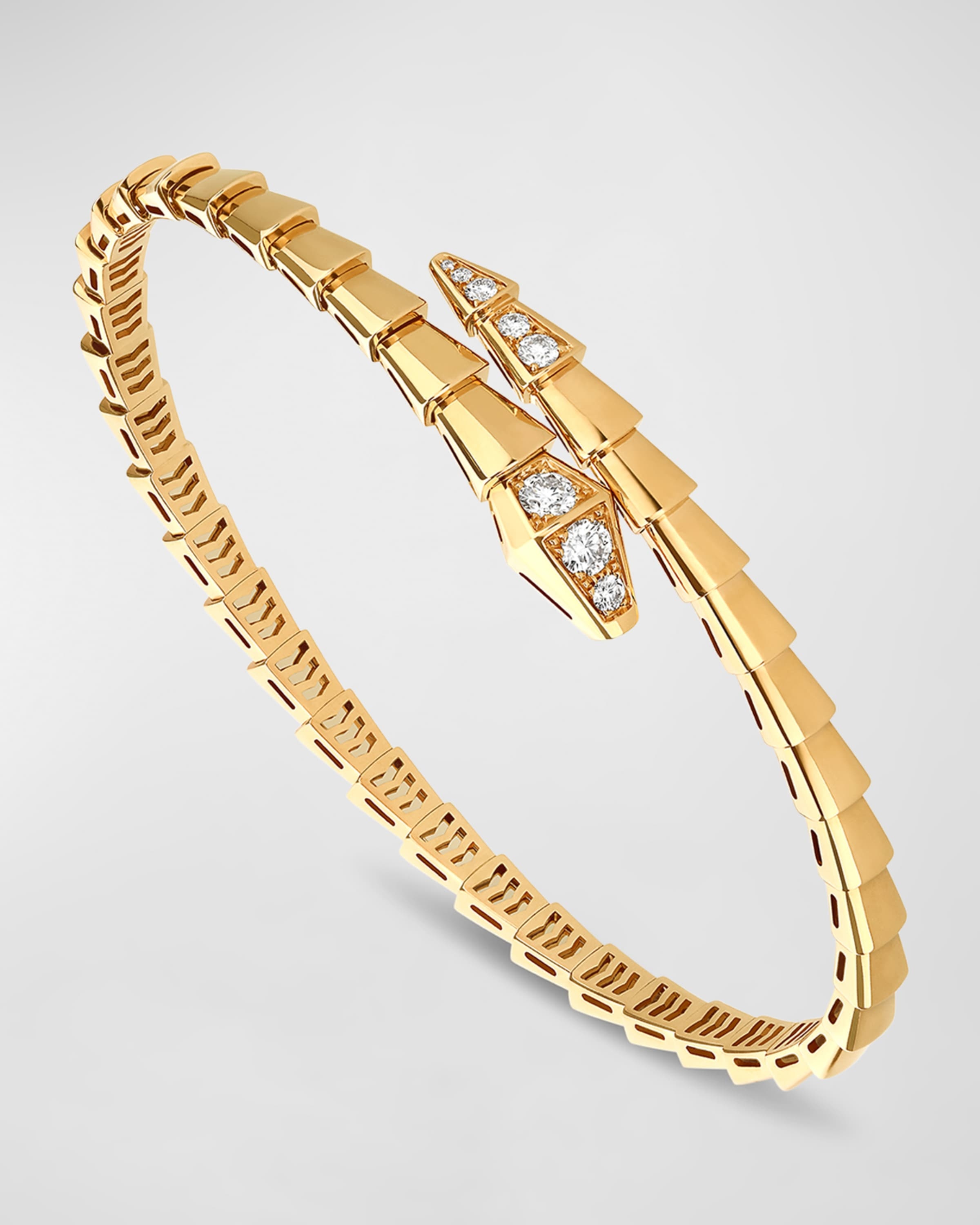 Serpenti Viper 18K Yellow Gold Bracelet with Diamonds, Size L - 1