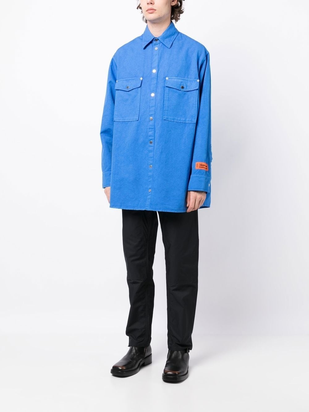 logo-patch button-up shirt - 3