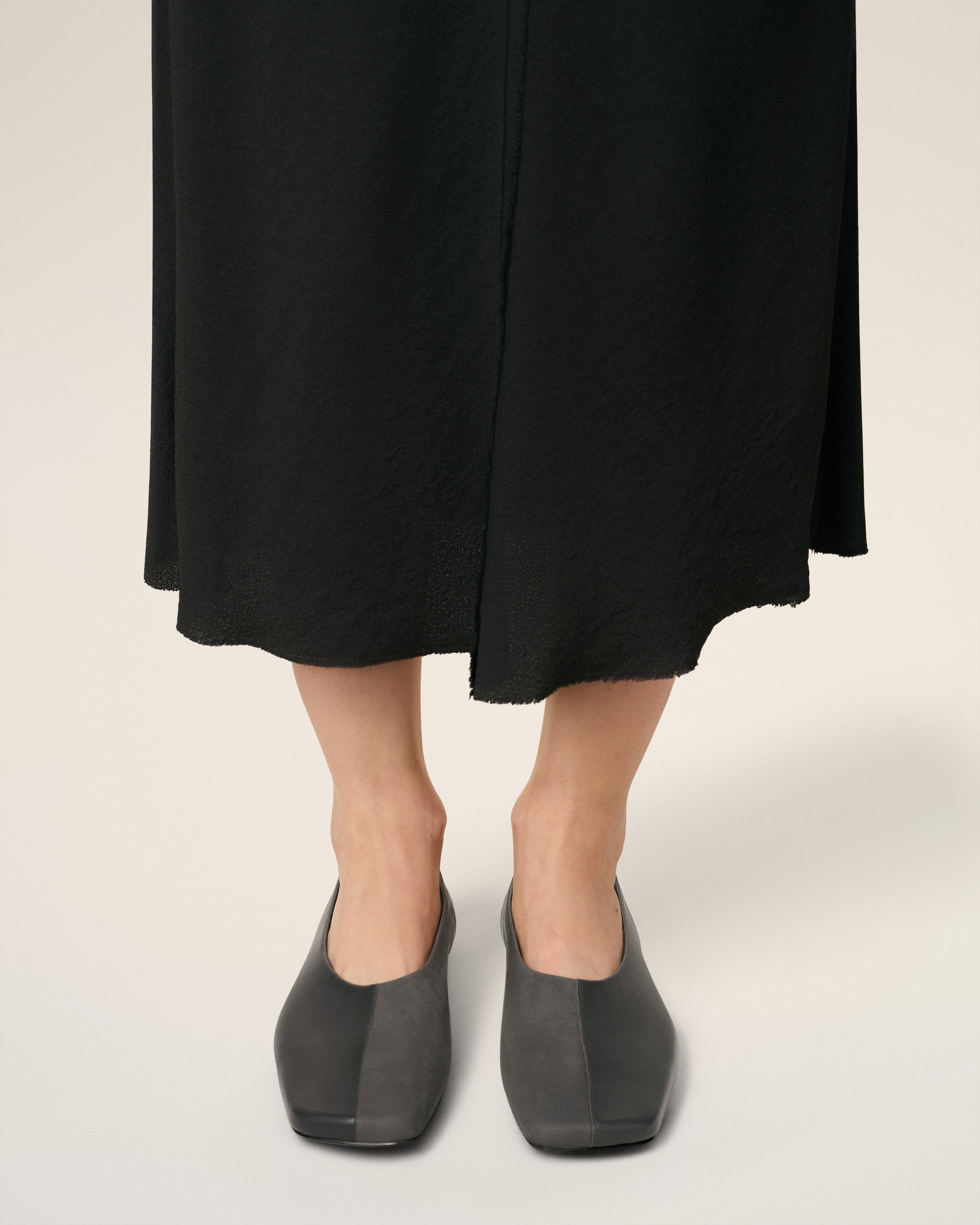 BLACK LEATHER BICOLOR BALLERINAS - 2