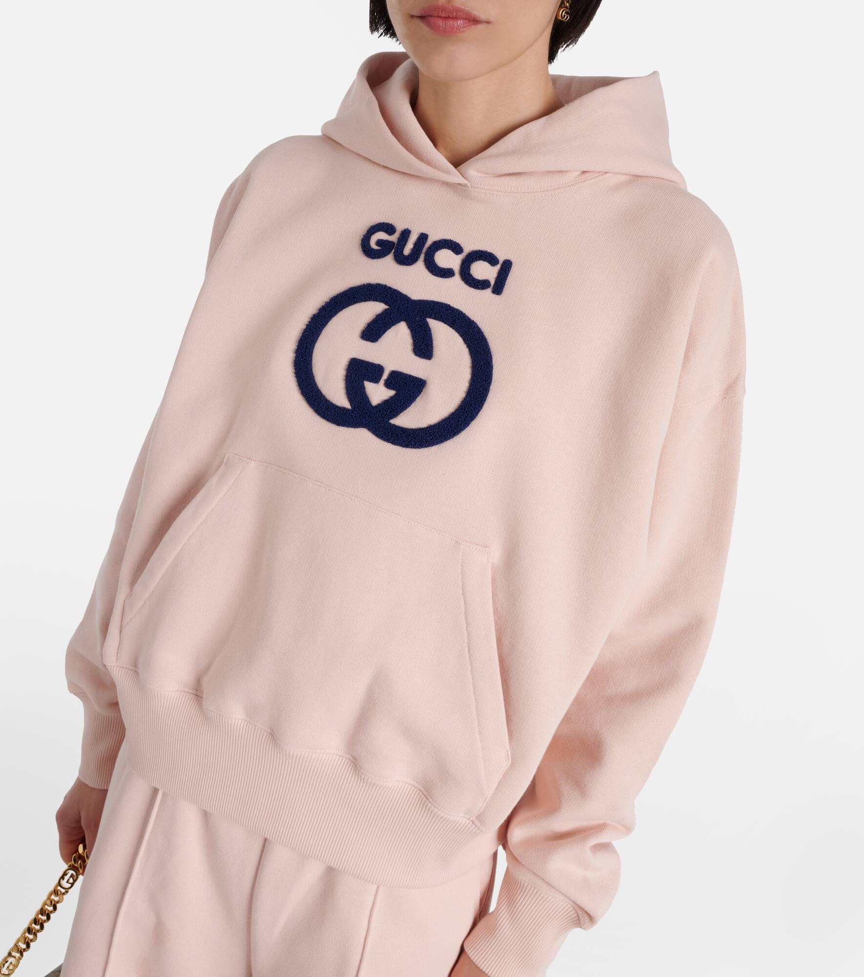 GG embroidered cotton jersey hoodie - 5