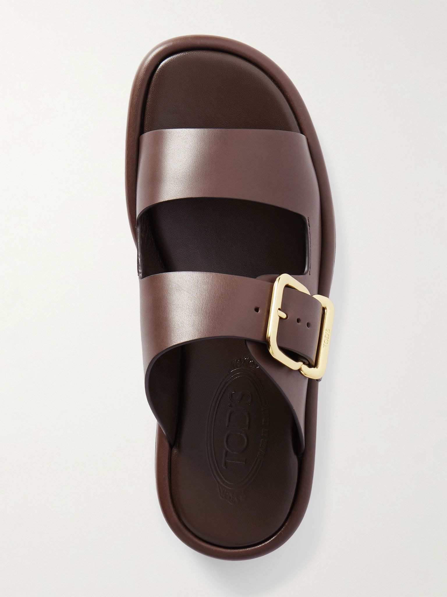 Buckled leather sandals Dark brown - 5