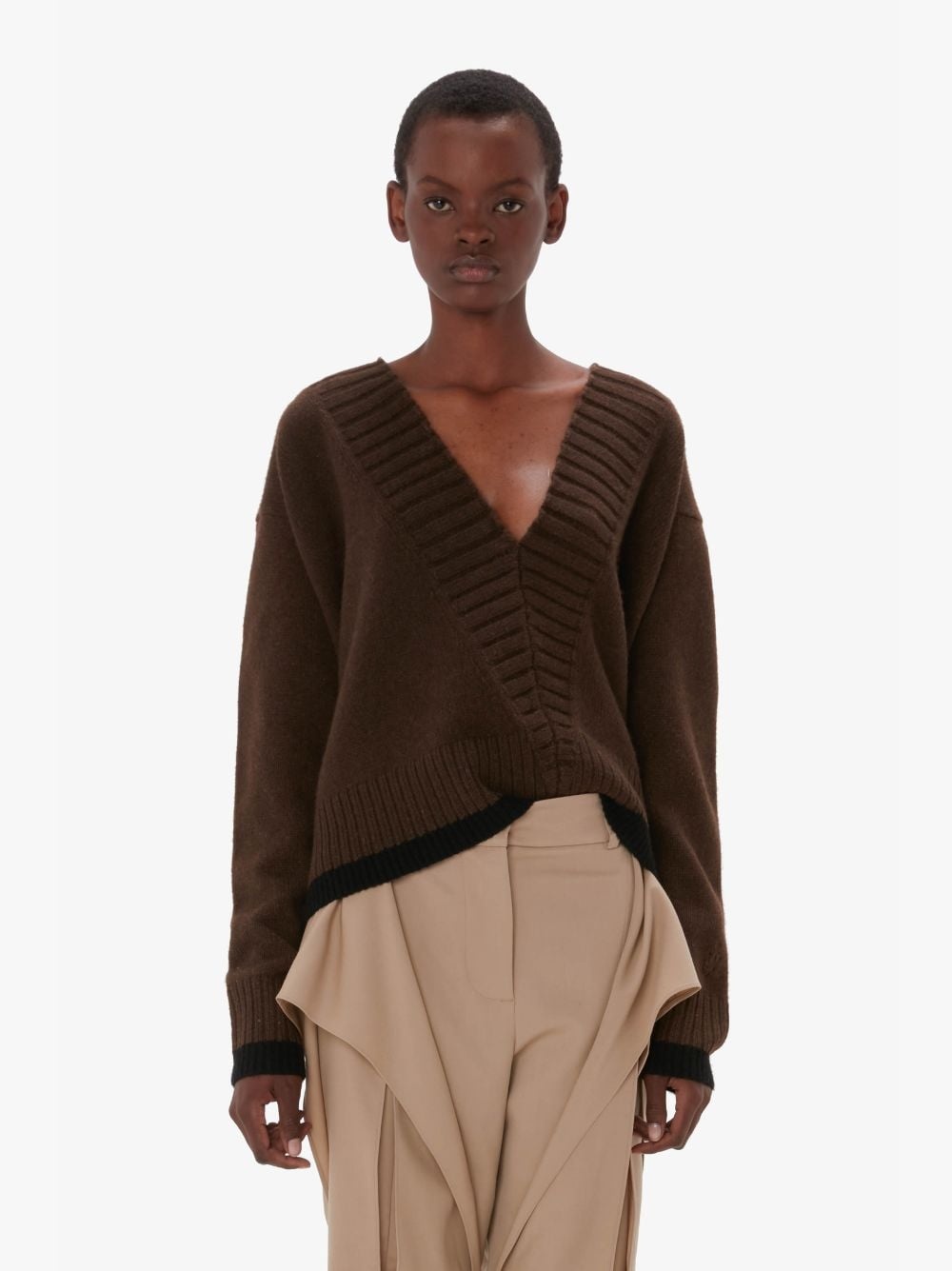 SLANTED V-NECK SWEATER - 2
