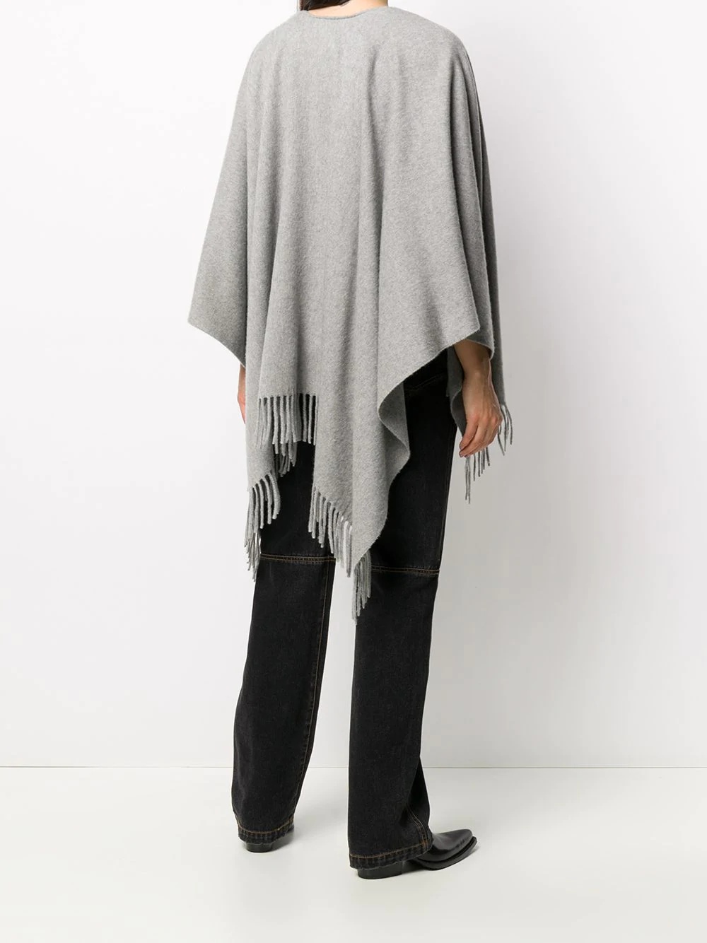 fringed cashmere poncho - 4