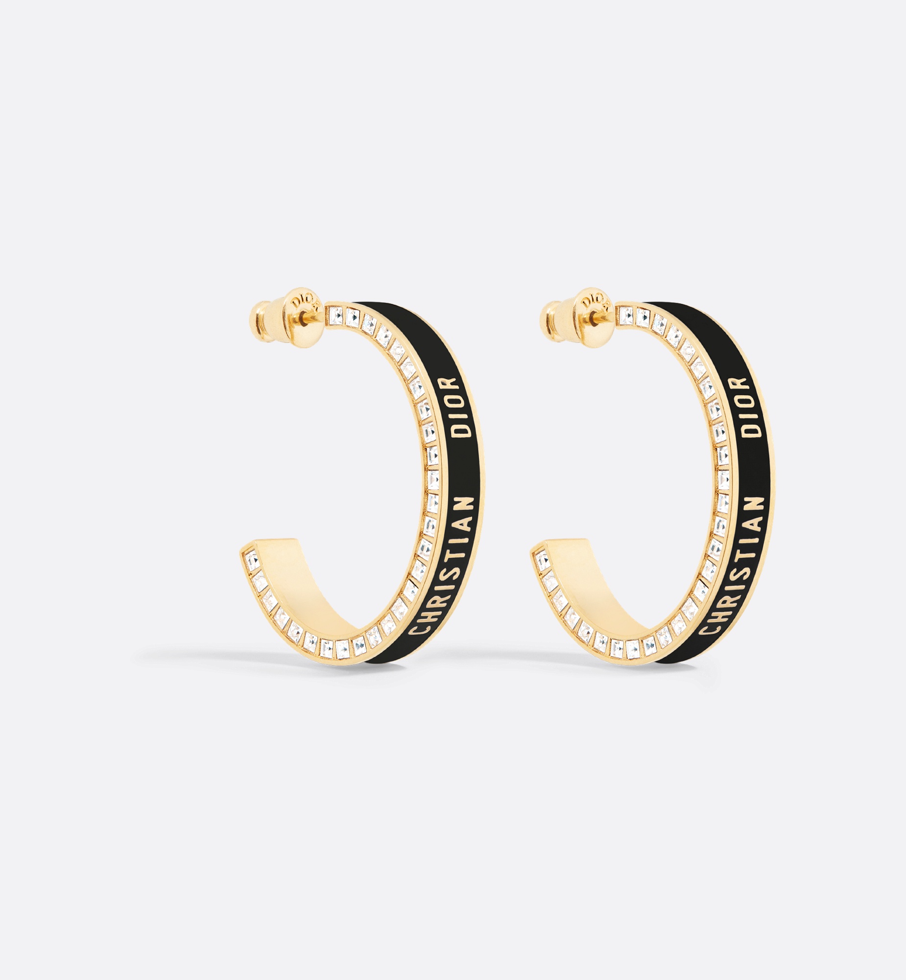 Large Dior Night Code Hoop Earrings - 1