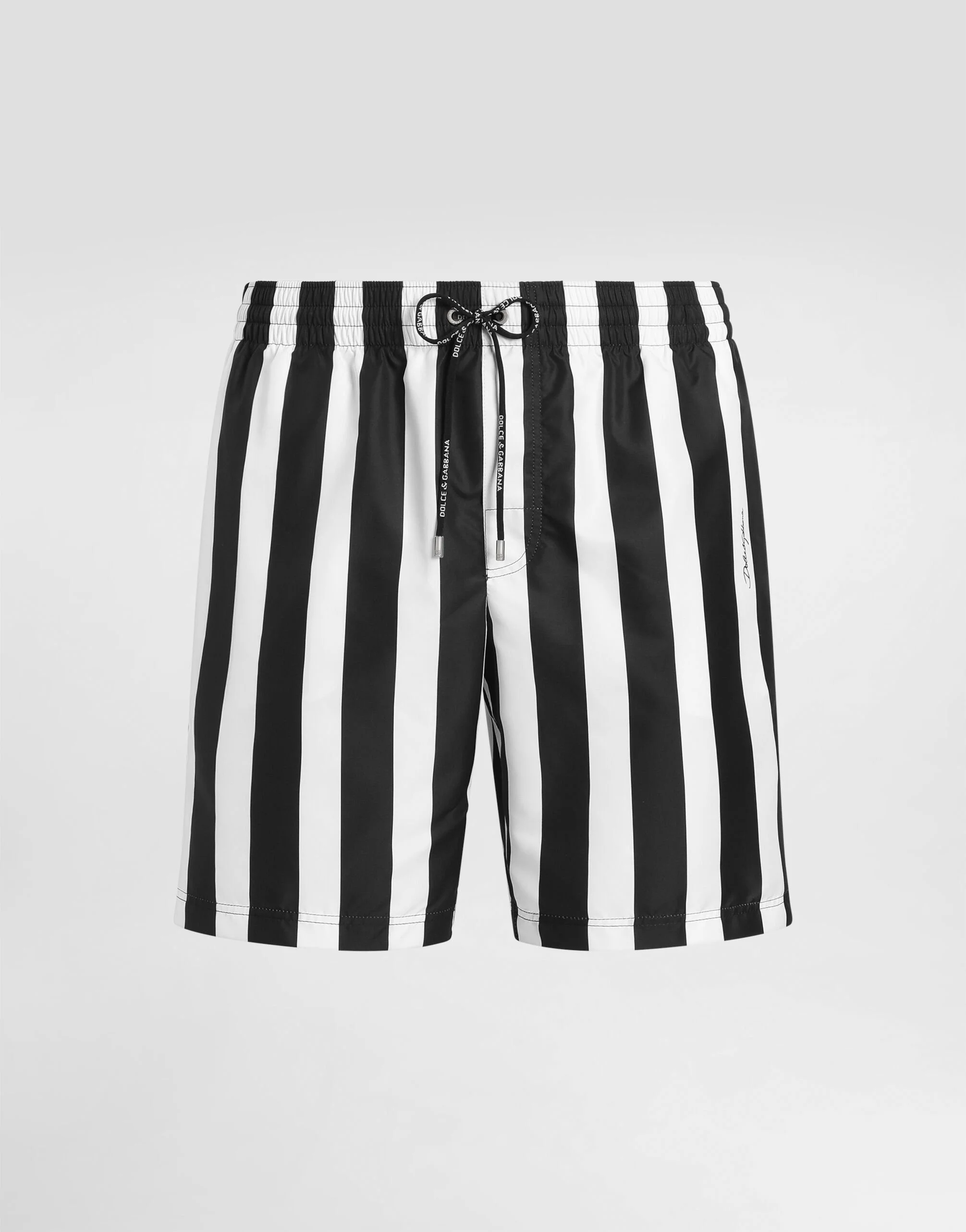 Mid-length swim trunks with striped print - 1