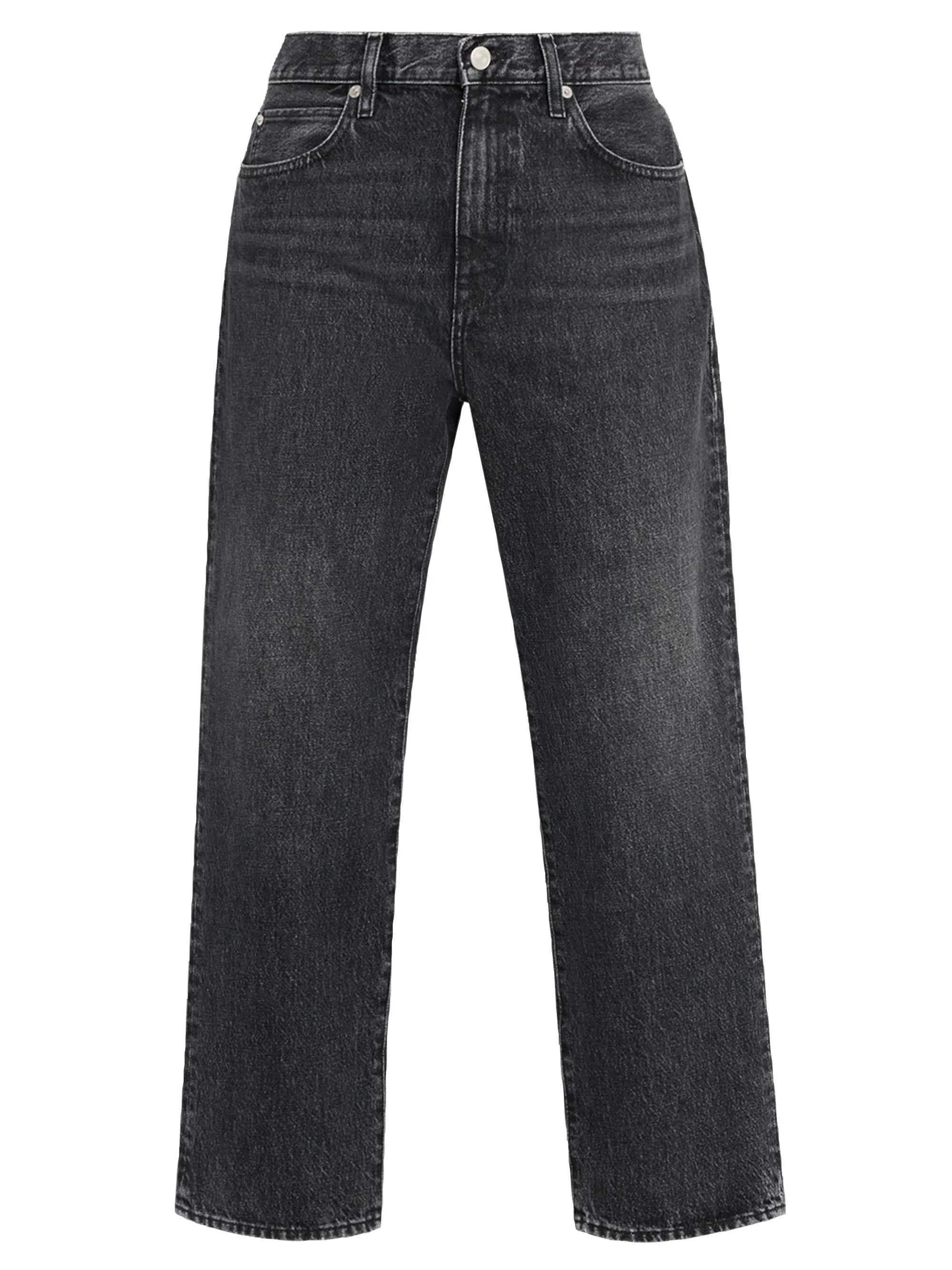 Women's The Hang Mid-Rise Wide-Leg Crop Jeans - Black - 1