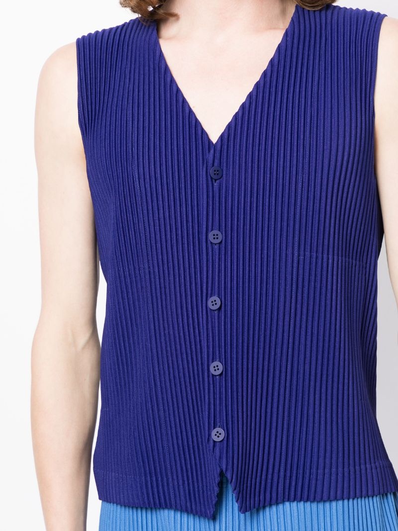 pleated V-neck vest - 5