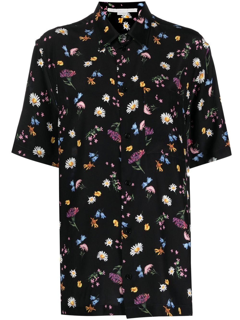 floral-print silk shirt - 1