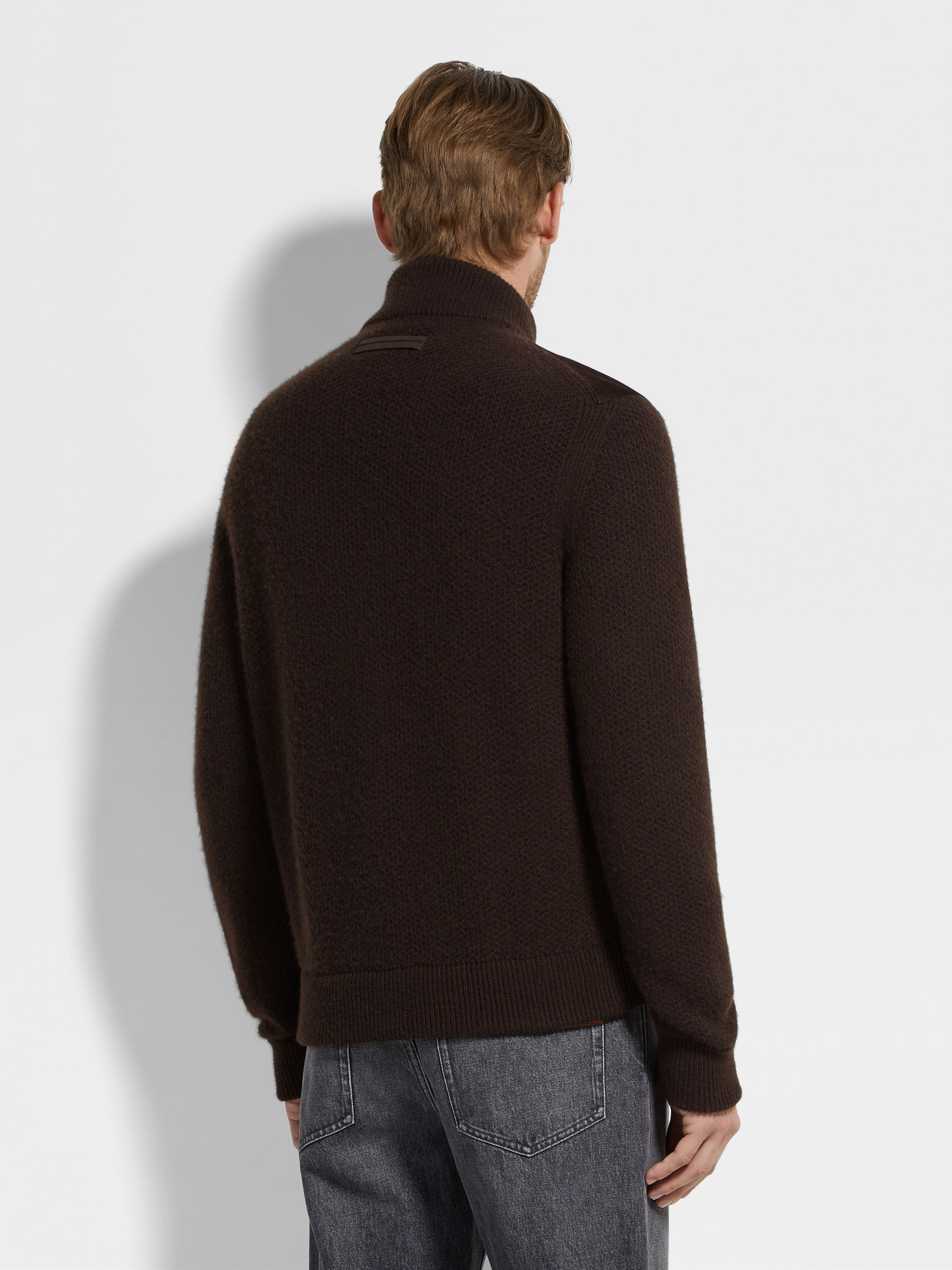 DARK BROWN OASI CASHMERE BLOUSON - 5