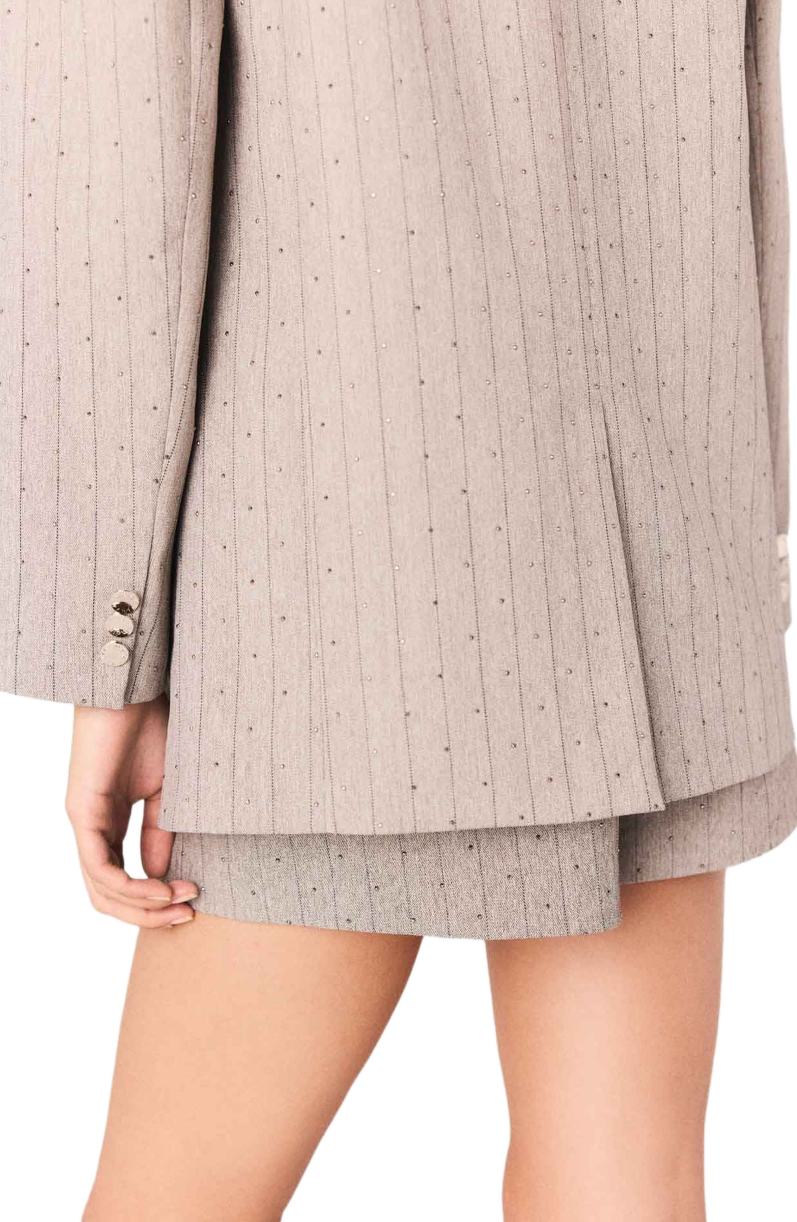 maje Rhinestone striped suit blazer in Light Grey at Nordstrom - 4