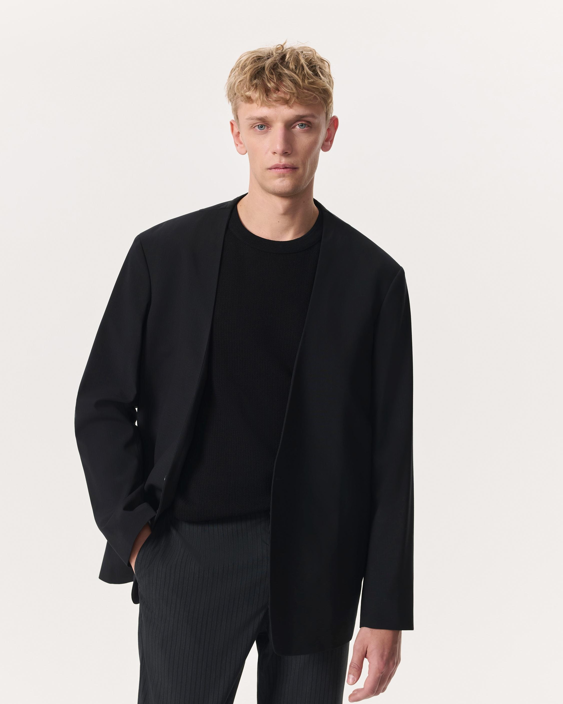 Collarless Japanese Wool-Blend Ripstop Blazer - 2