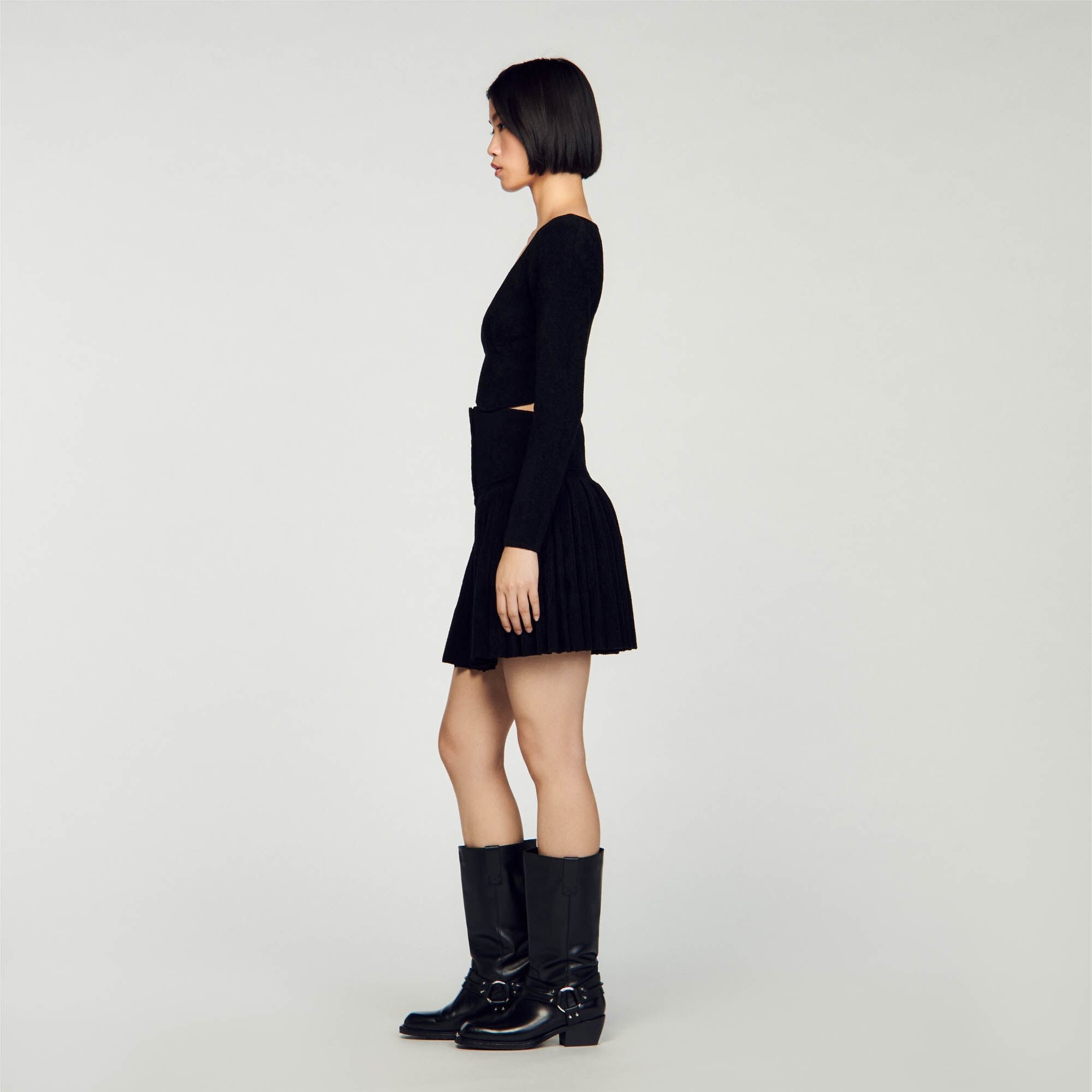SHORT VELVET KNIT SWEATER - 7