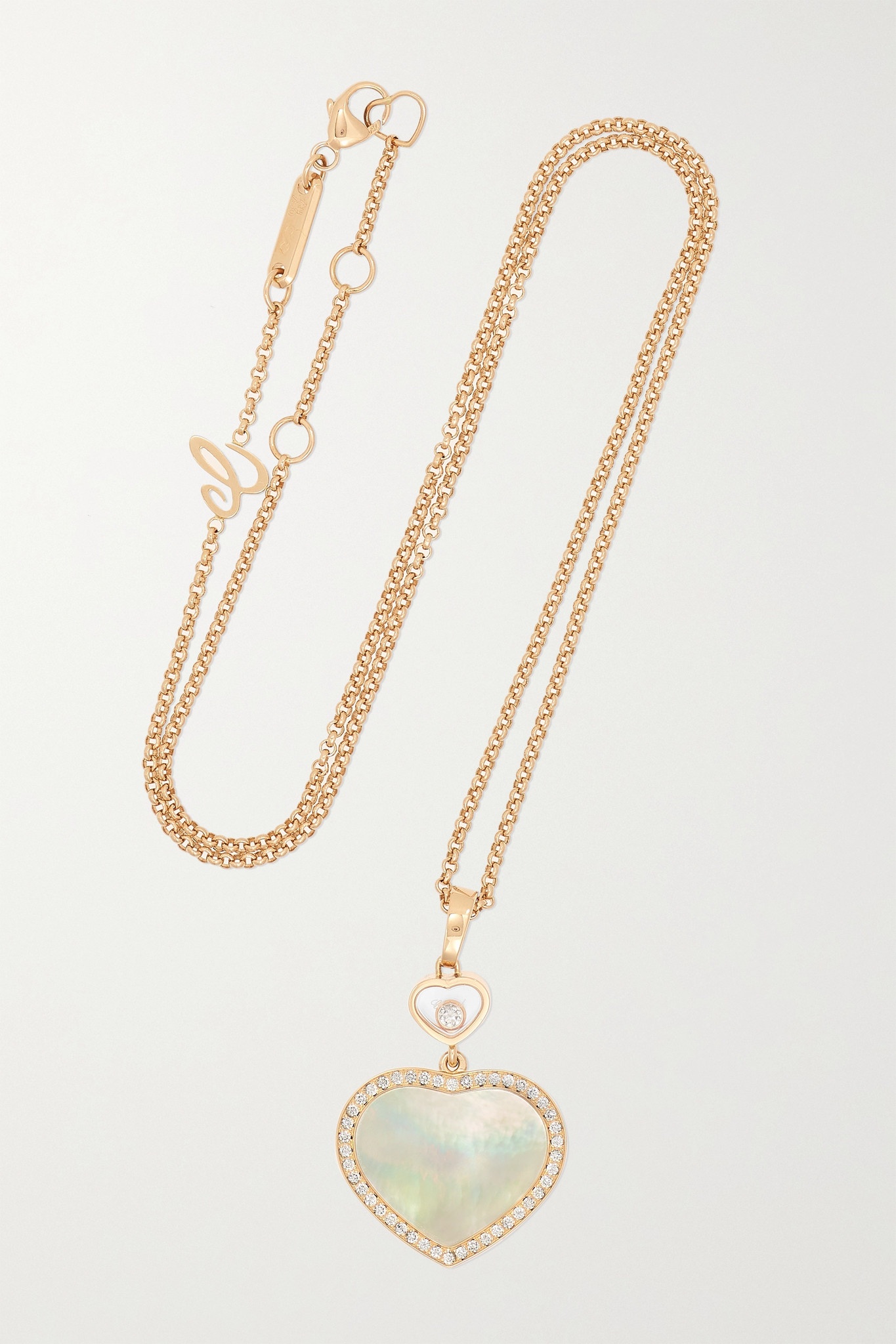 Happy Hearts 18-karat rose gold, onyx and diamond necklace - 1