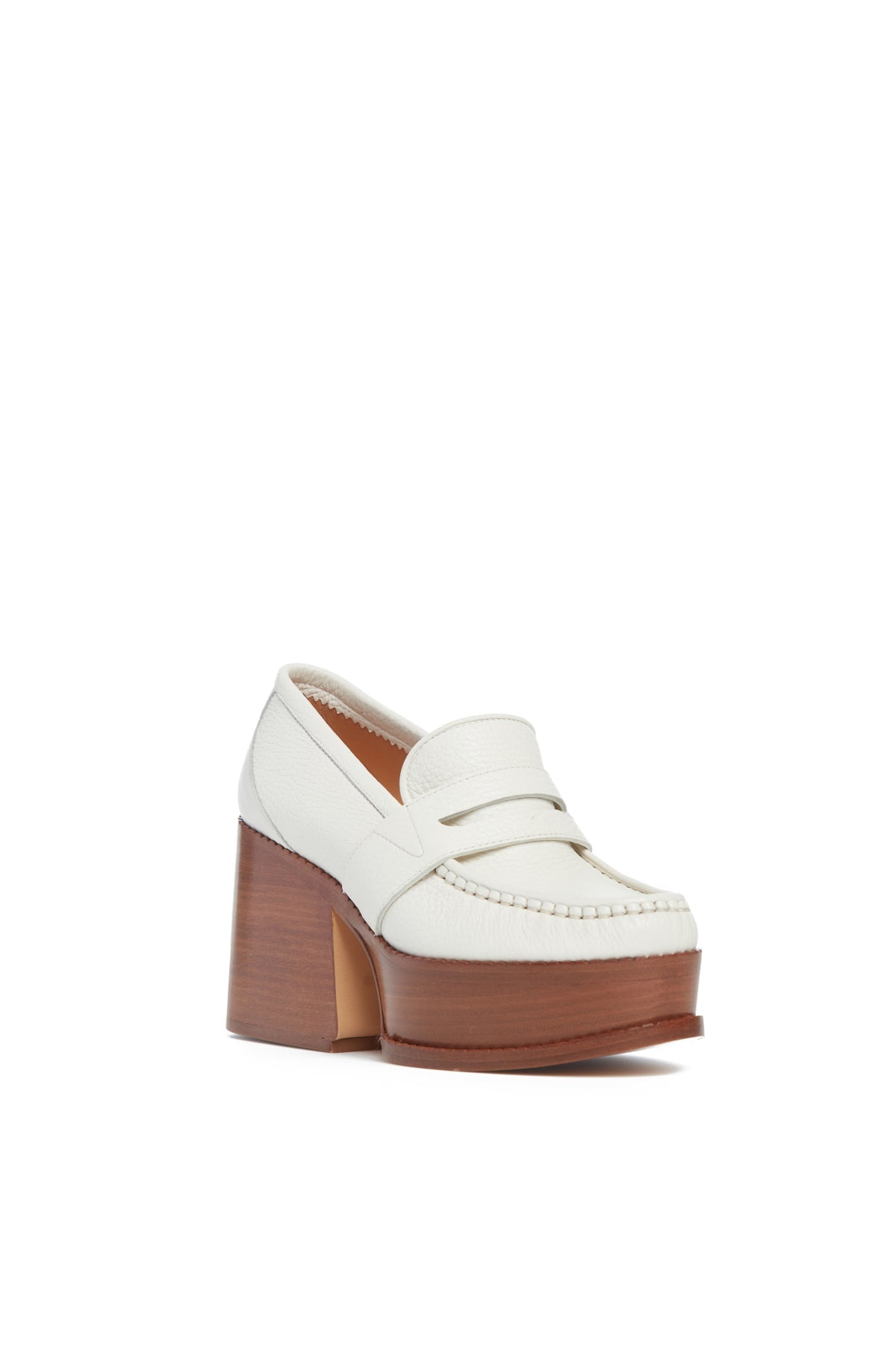Augusta Heeled Loafer in Cream Leather - 2