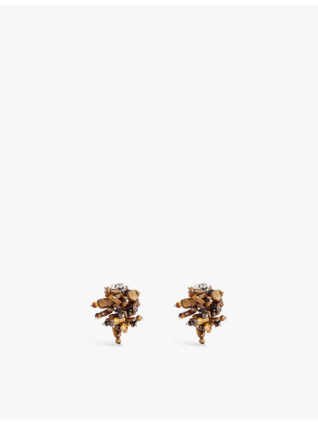 Embellished Semi-Precious Stone And Brass Earrings - 3