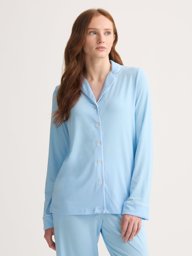 Derek Rose Women's Pajamas Lara Micro Modal Stretch Sky Blue outlook