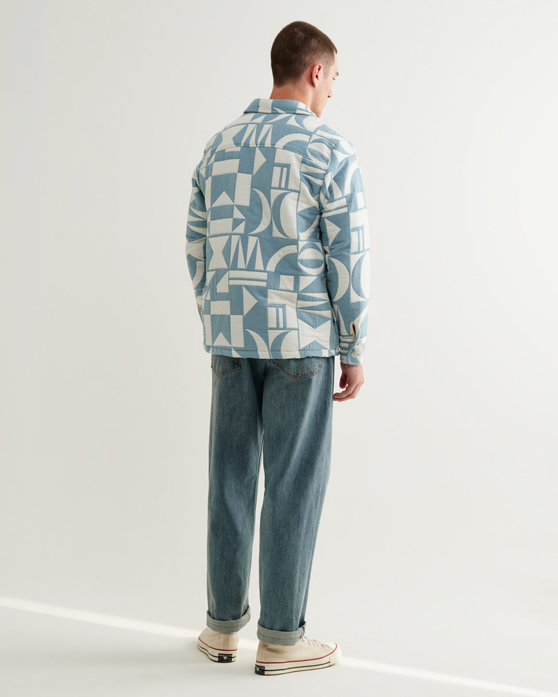 Otto - Light Blue And Ecru Quilted Jacquard Overshirt 6